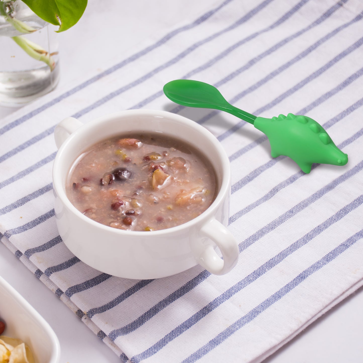 Steti Silicone Cute Utensils, Fork and Spoon, Dino