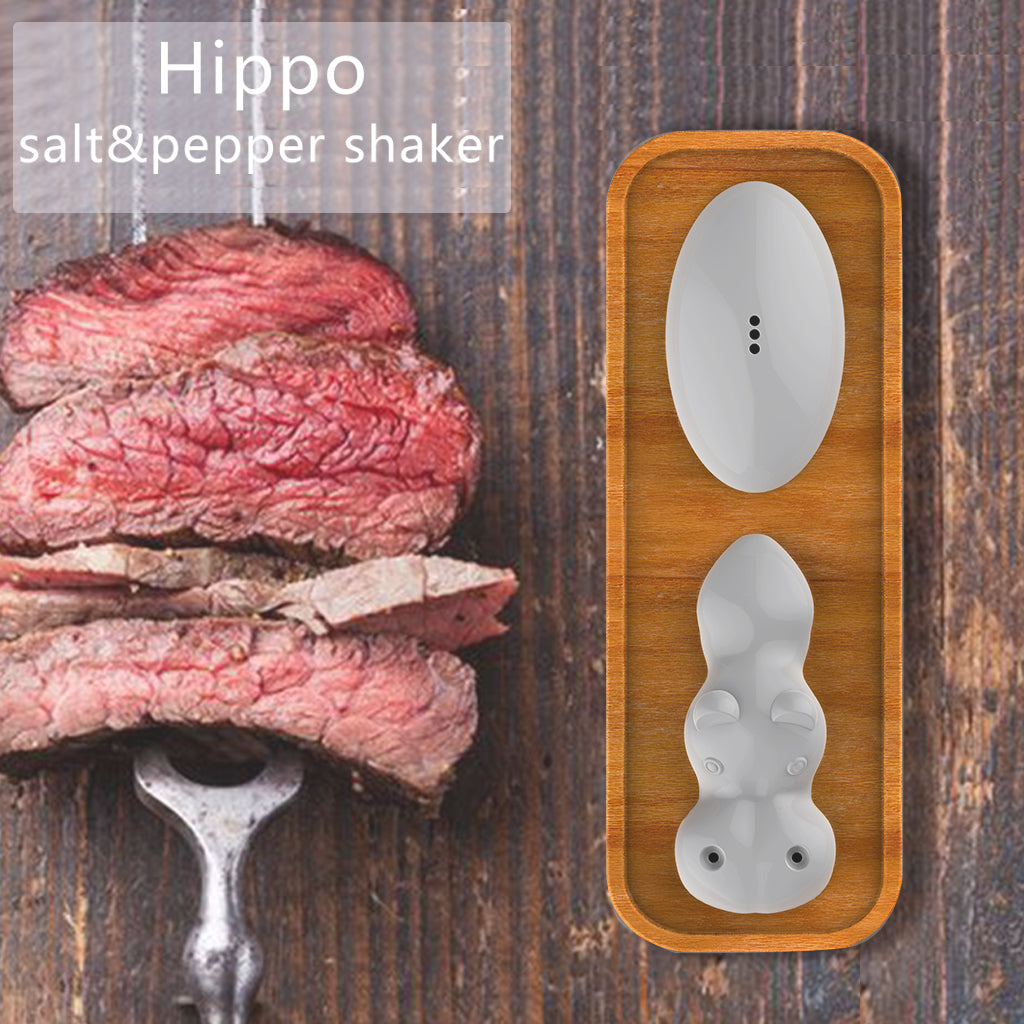 Steti Unique Salt & Pepper Shaker, Ceramic, Hippo