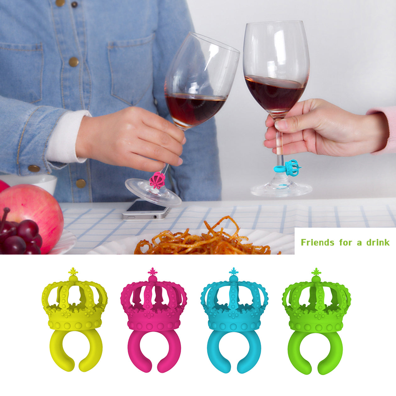 Steti Cute Silicone Wine Mark, Crown