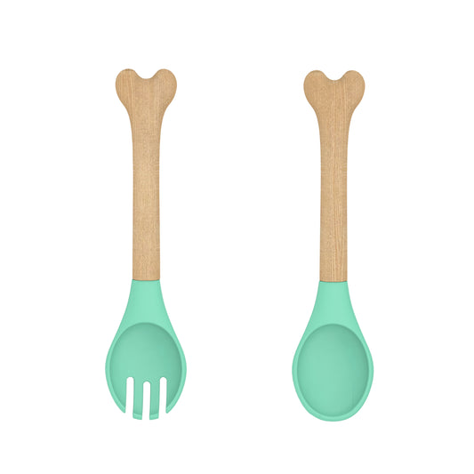 Steti Cute and Lovely Feeding Utensils, Fork and Spoon, Bone