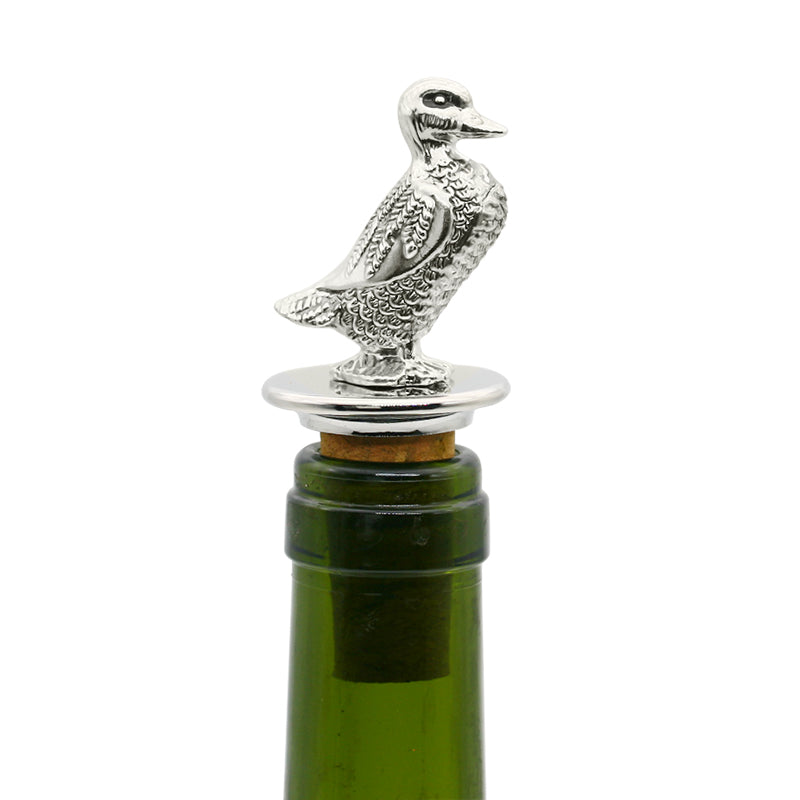 Steti Zinc Alloy And Cork Wine Stopper, Duck
