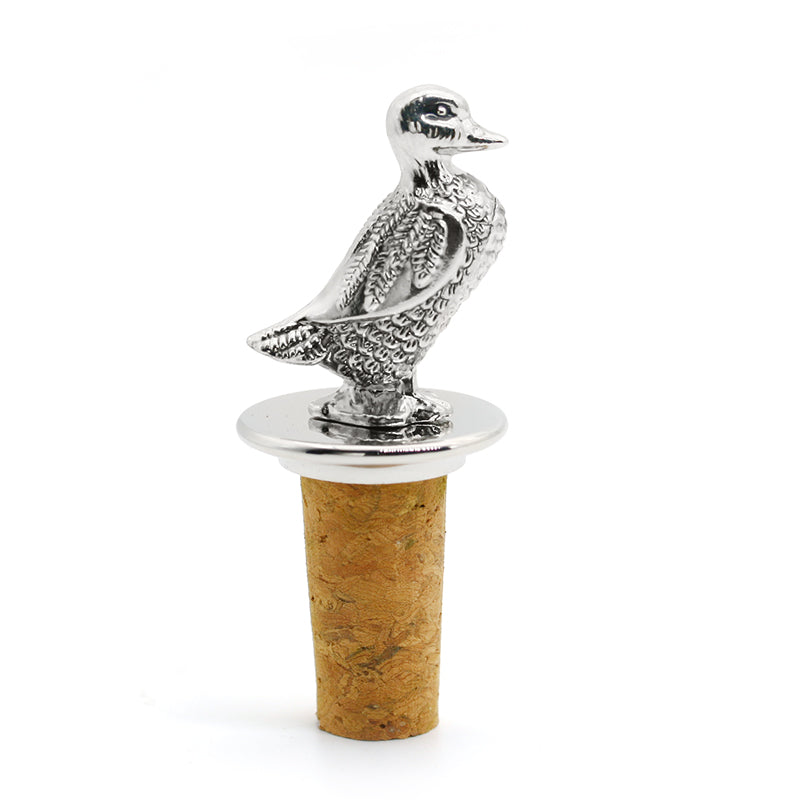 Steti Zinc Alloy And Cork Wine Stopper, Duck