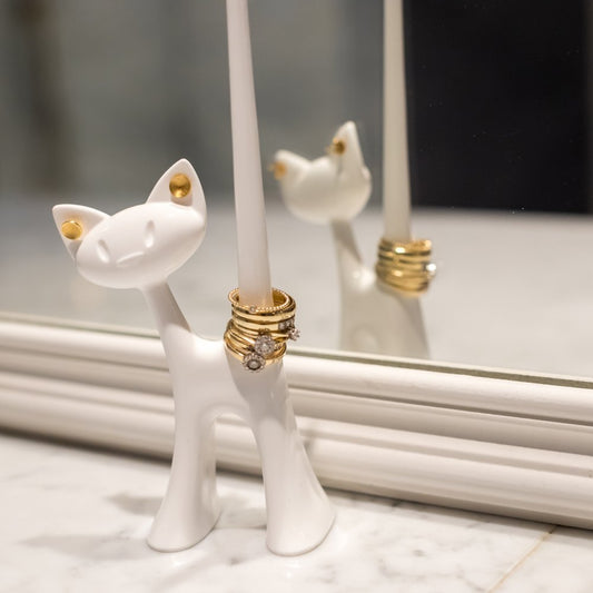 Steti Cute Jewelry Ring Holder, Cat