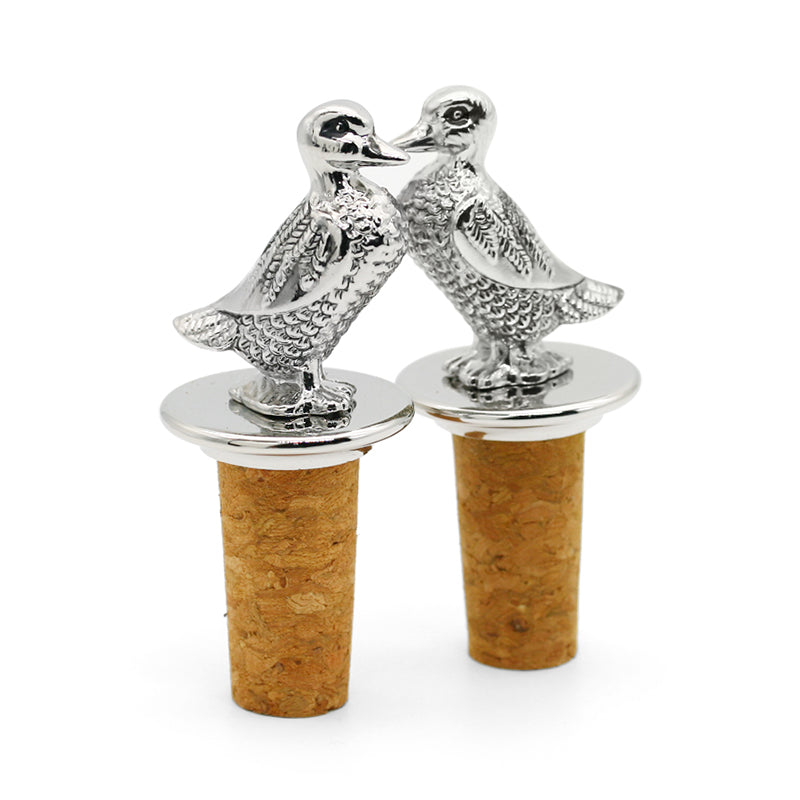 Steti Zinc Alloy And Cork Wine Stopper, Duck