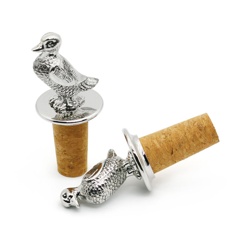 Steti Zinc Alloy And Cork Wine Stopper, Duck