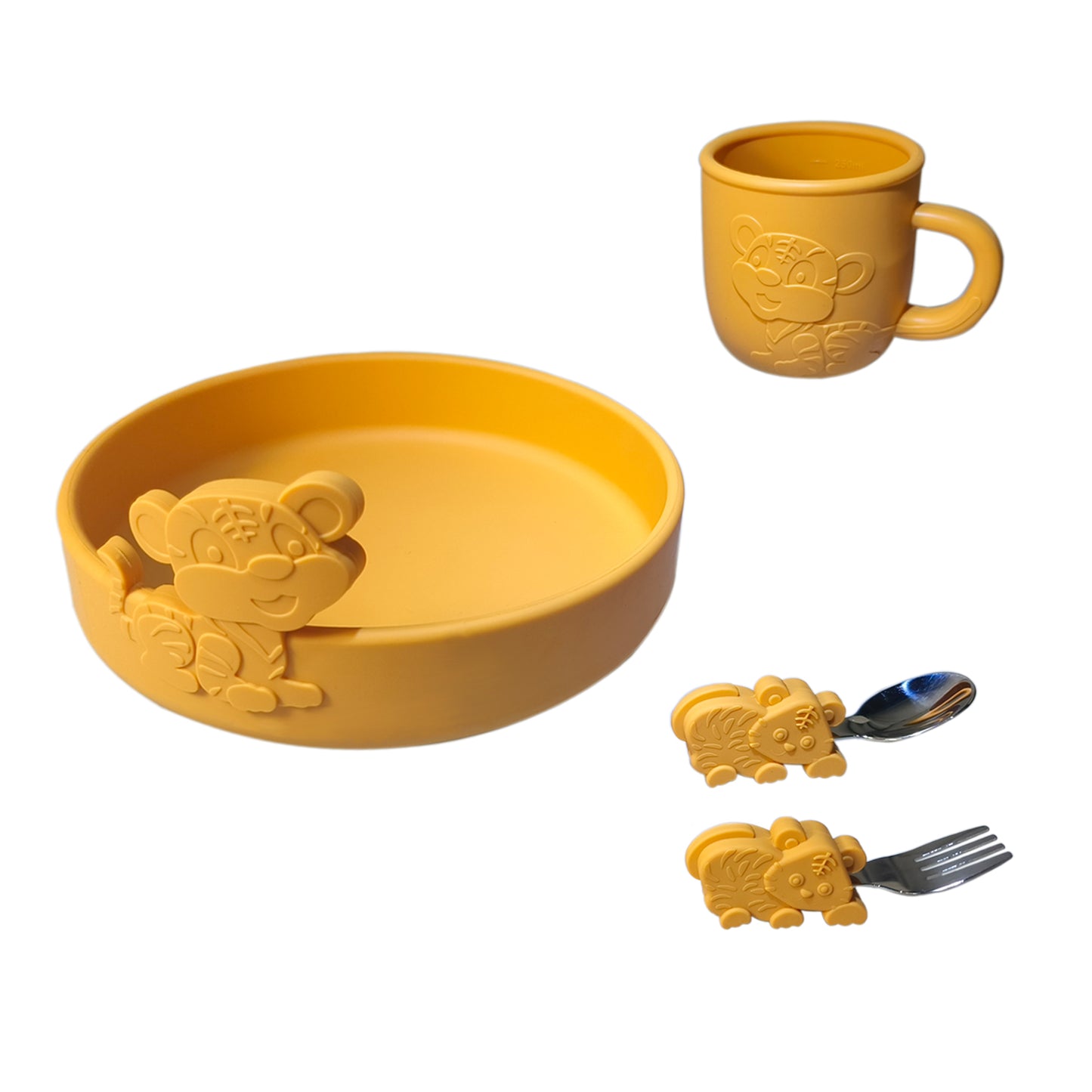 Steti Cute Food Grade Silicone Toddler Feeding Set, Tiger