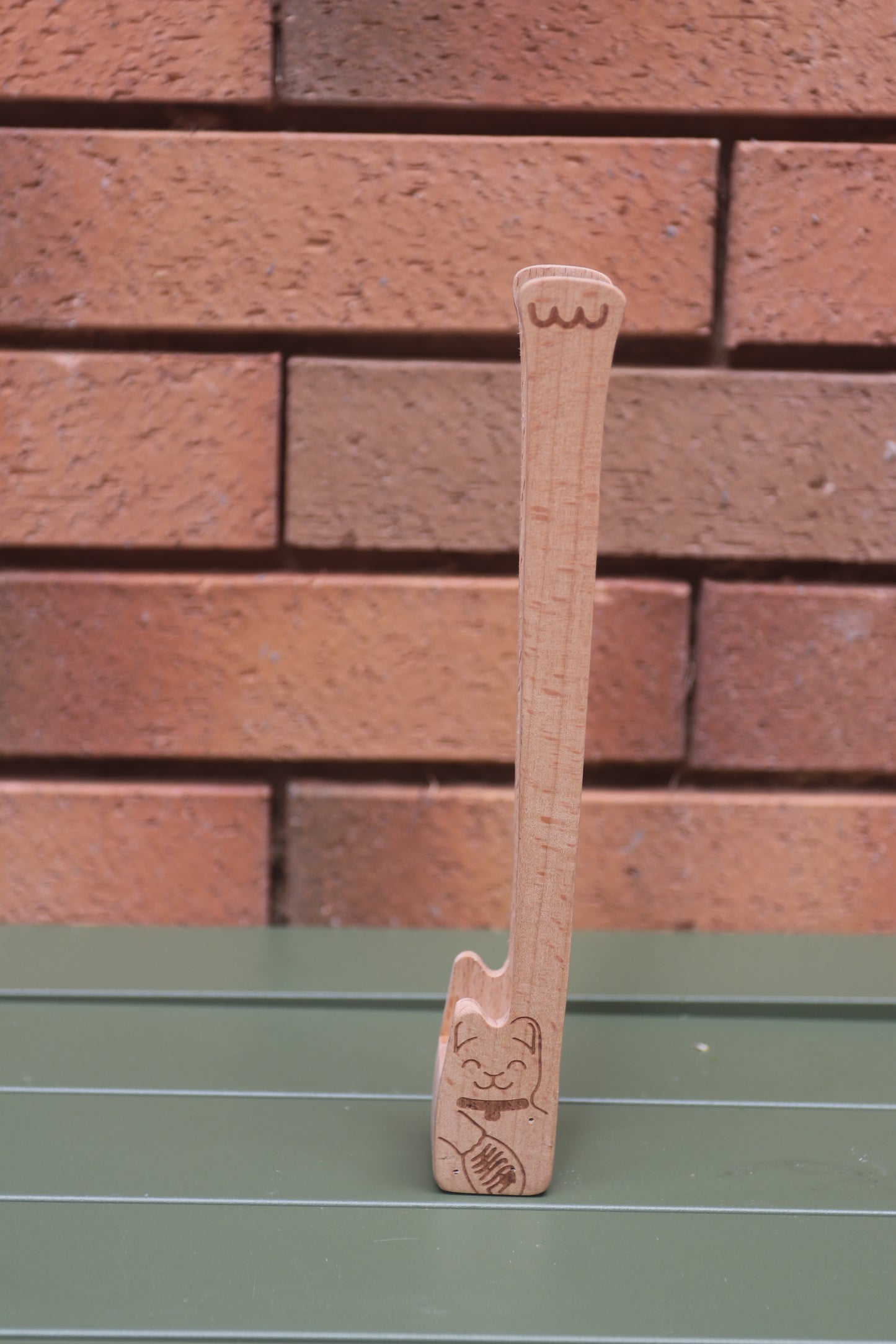 Steti Lucky Cat Beechwood Bread Tongs