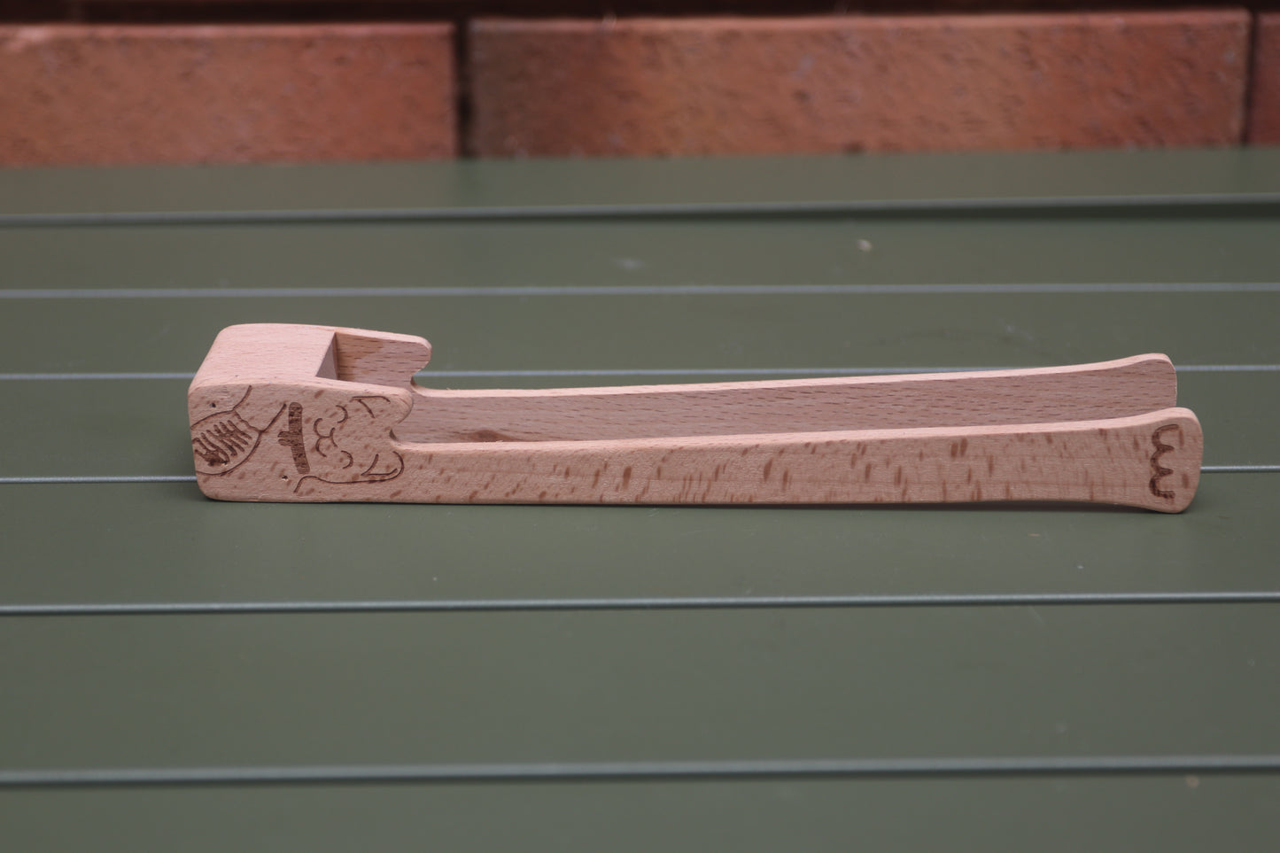 Steti Lucky Cat Beechwood Bread Tongs
