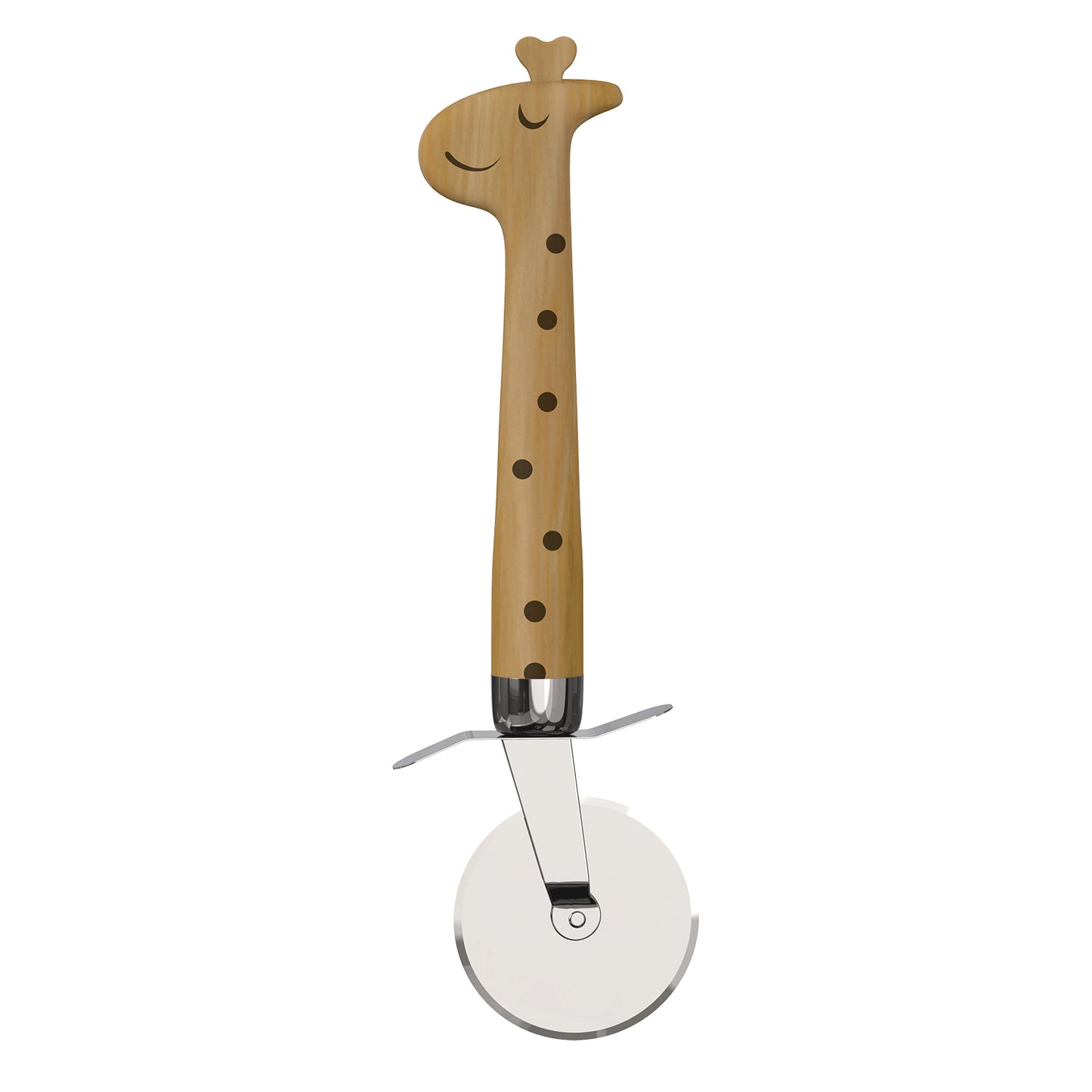 Steti Natural Wood Pizza Cutter, Giraffe