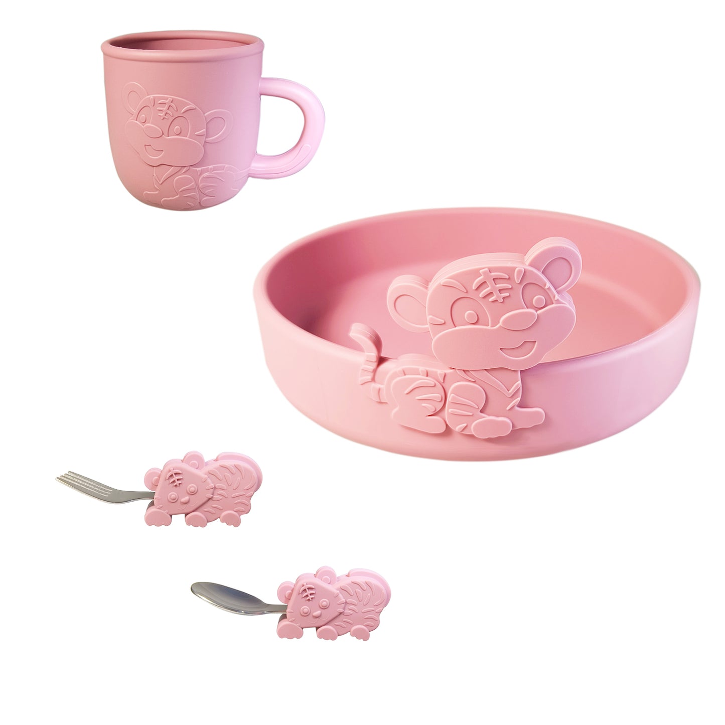Steti Cute Food Grade Silicone Toddler Feeding Set, Tiger