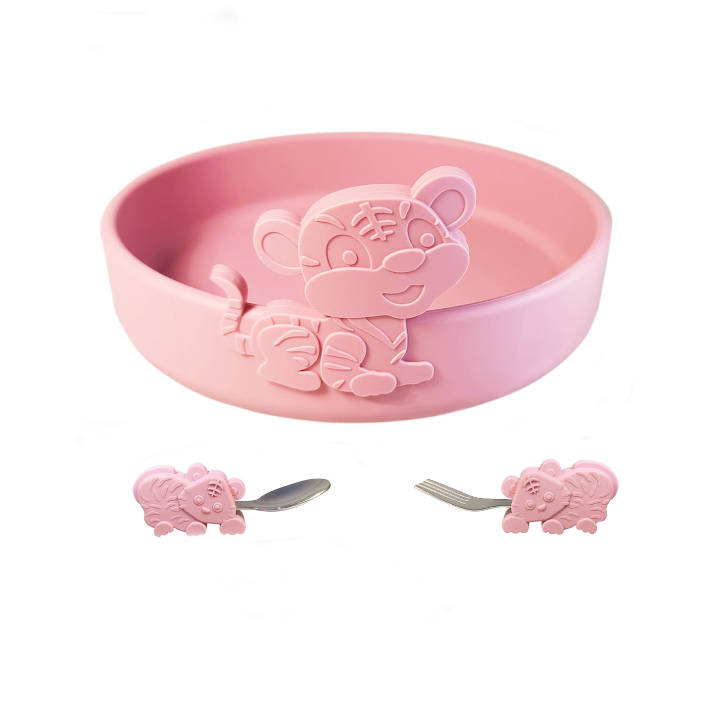 Steti Cute Food Grade Silicone Toddler Feeding Set, Tiger