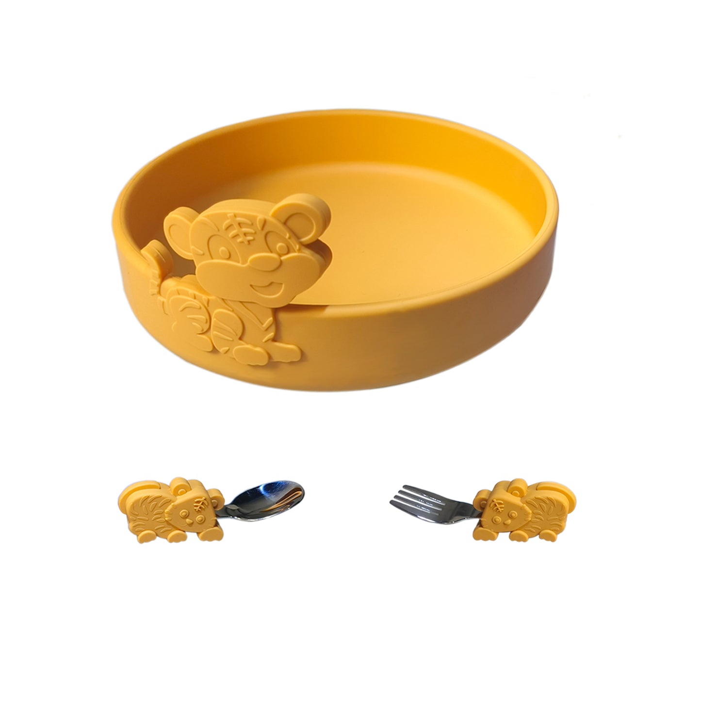 Steti Cute Food Grade Silicone Toddler Feeding Set, Tiger